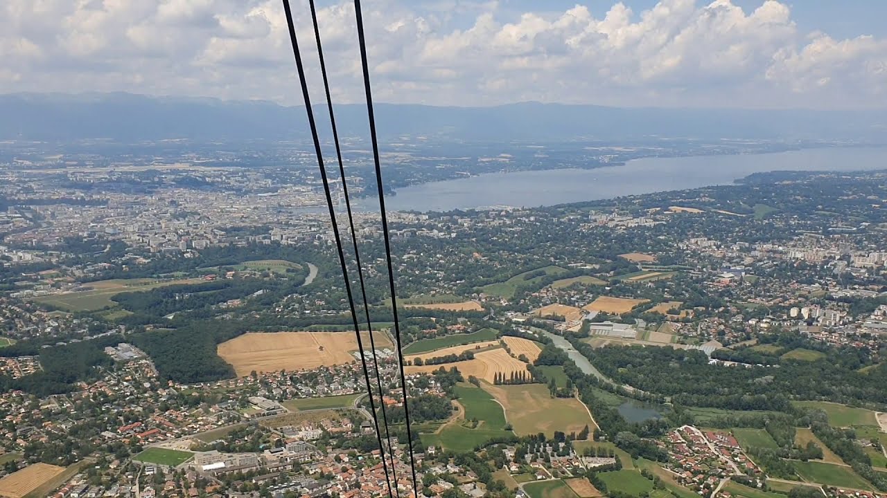 Mont Salève Cable Car Ride - Amazing view to Geneva lake from above - Tèlèphèrique du Salève
