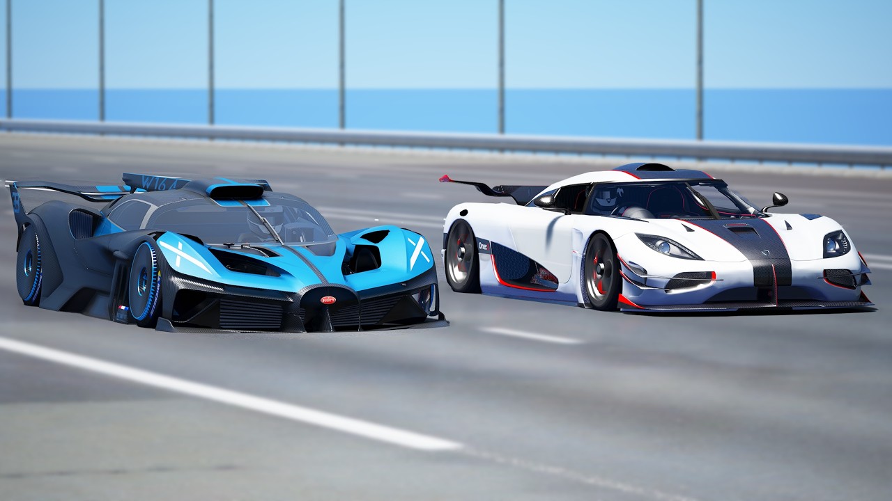 10,000 HP!!! Bugatti Bolide vs Koenigsegg One | DRAG & TRACK RACE