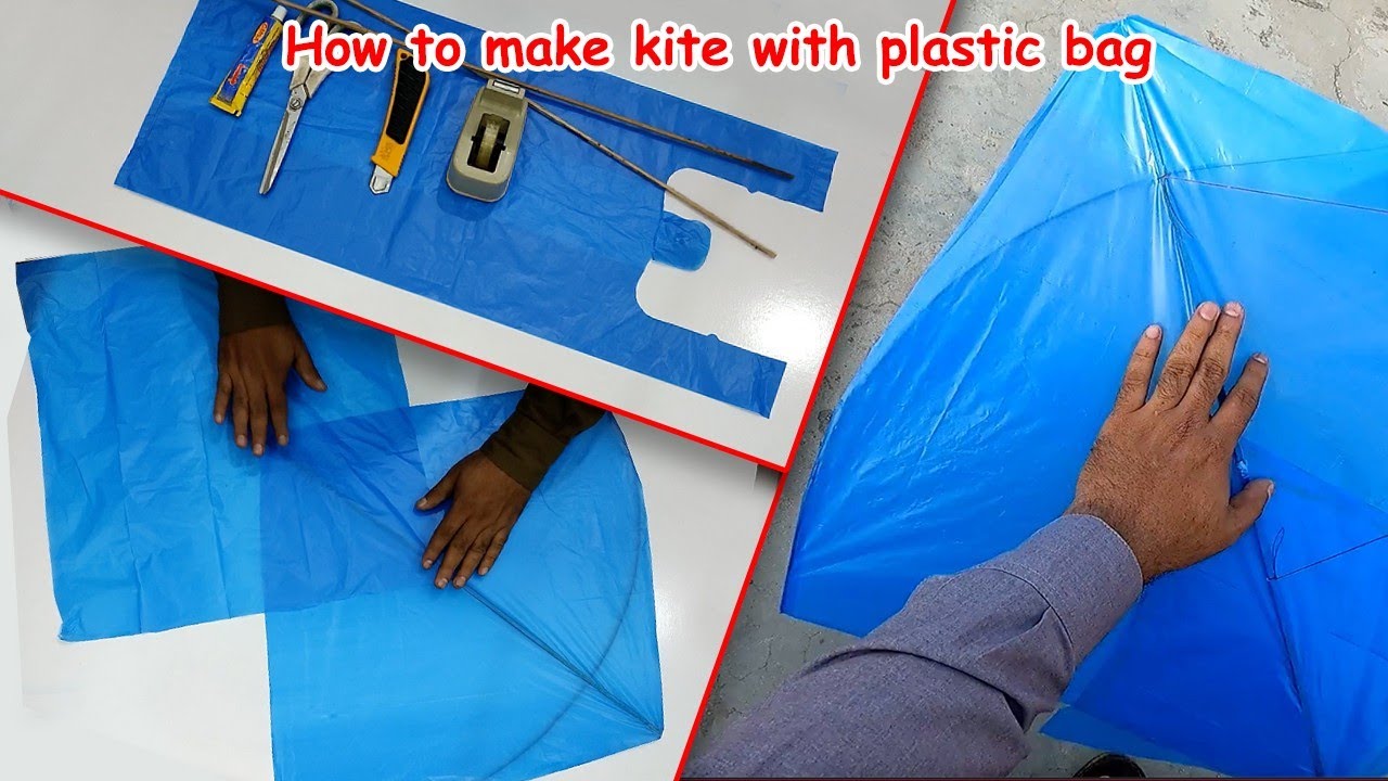 Kite Making with Shopping Bag Tutorial - How to make kite with plastic bag - kite craft - DIY Kite