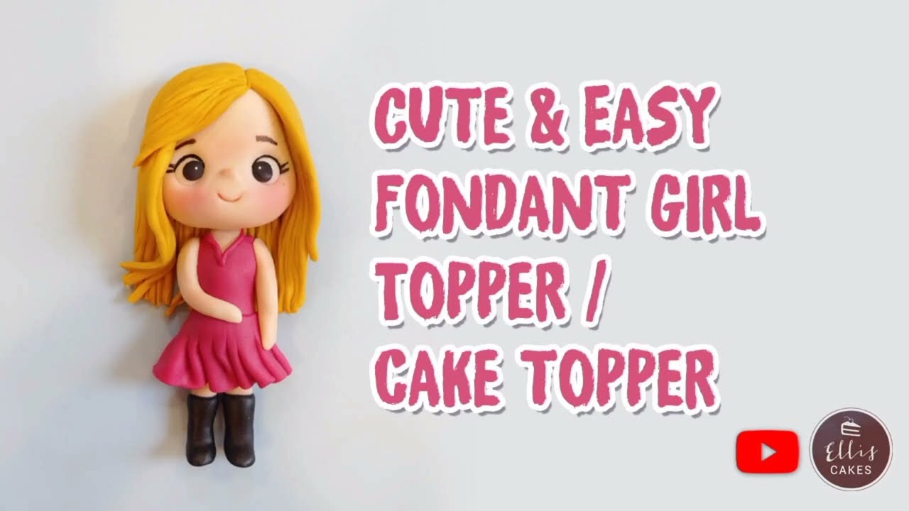 Cute & Easy Fondant Girl Topper with measurement in grams / Girl Cake Topper / Semi 3D Girl Topper
