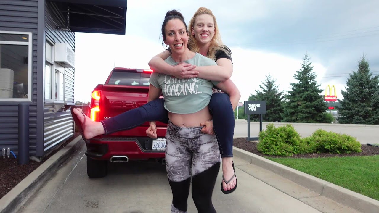Tall Piggyback Pick Me up to Starbucks ☕️ | My Body goes Drive- thru | Lizzy Lift Laura
