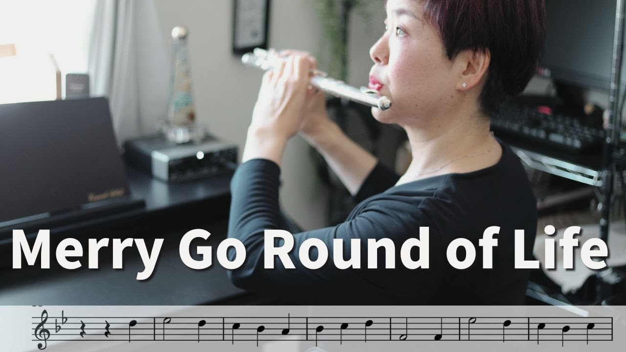 Howl's Moving Castle - Merry Go Round of Life - Flute Cover 人生のメリーゴーランド　+ on-screen sheet music