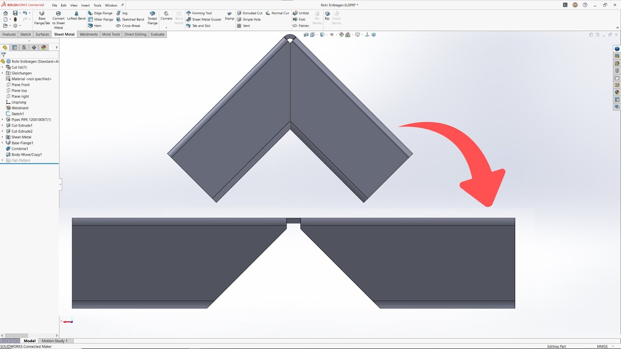 How to Flatten a Welded Tube in SOLIDWORKS | Sheet Metal & Weldments