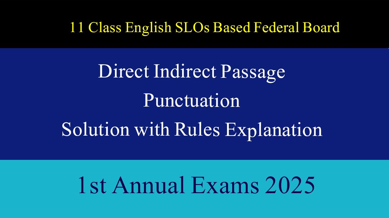 11th Class HSSC-1 English Model Paper 2025 |Narration & Punctuation Solution with Rules |FBISE