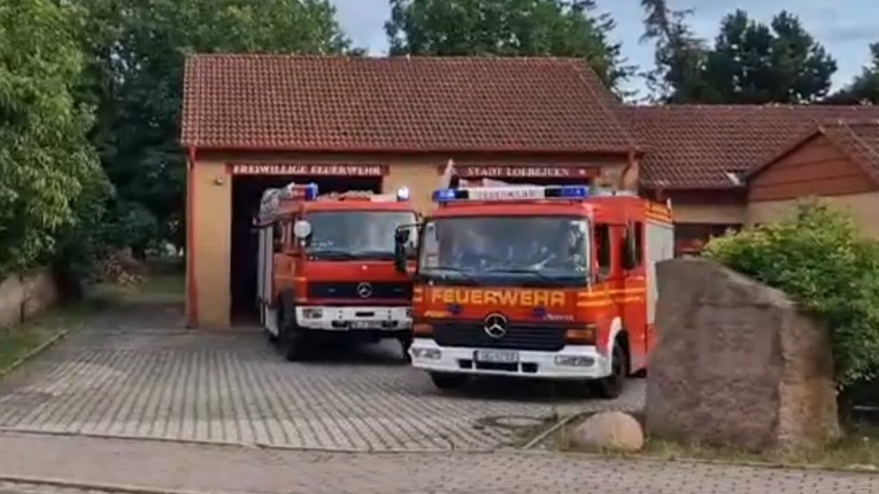 Sirenenalarm + Alarmsignal! Ausrücken LF8/6 & TLF16/25 FF Wettin-Löbejün OF Löbejün - Handyaufname