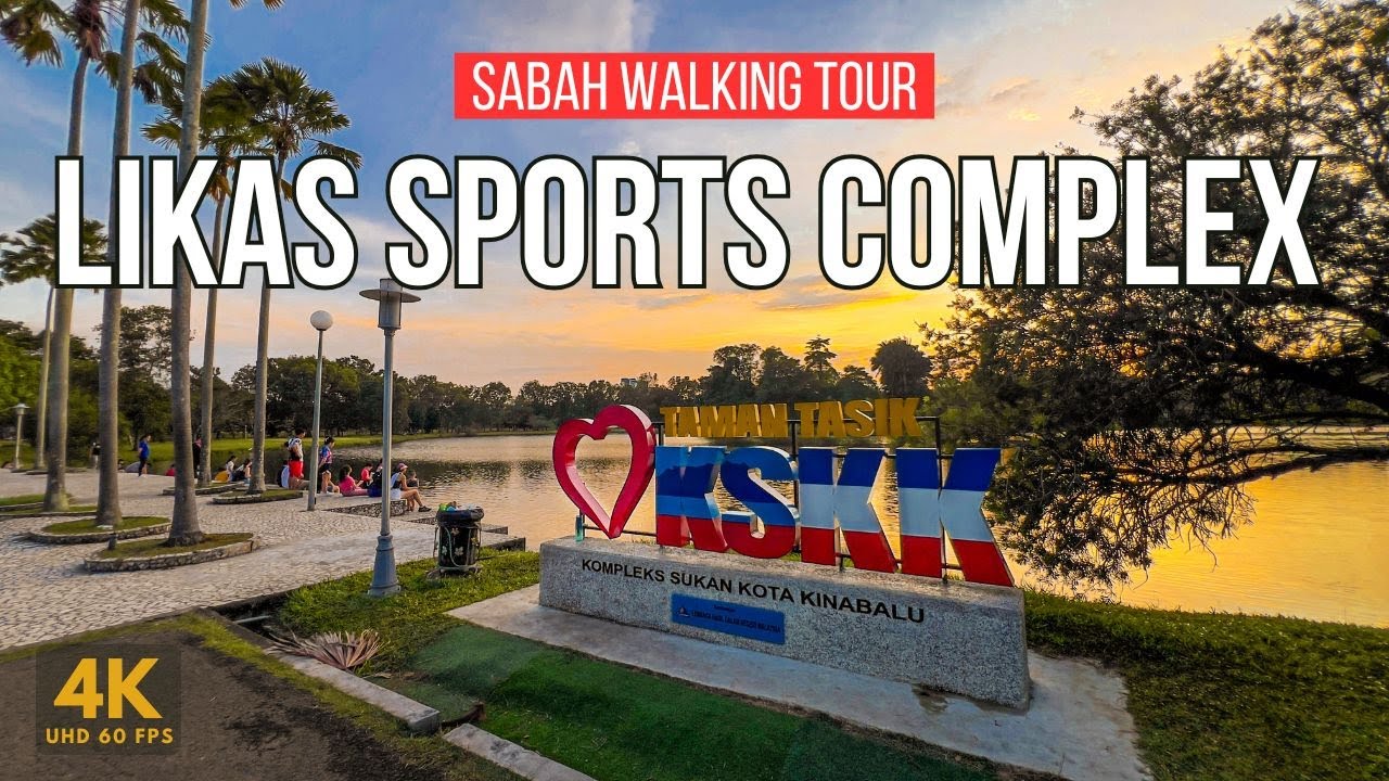 Virtual walk at Likas Sports Complex (Tasik Rekreasi Likas), Monitor Lizard feeding! | 4K 60fps 2025