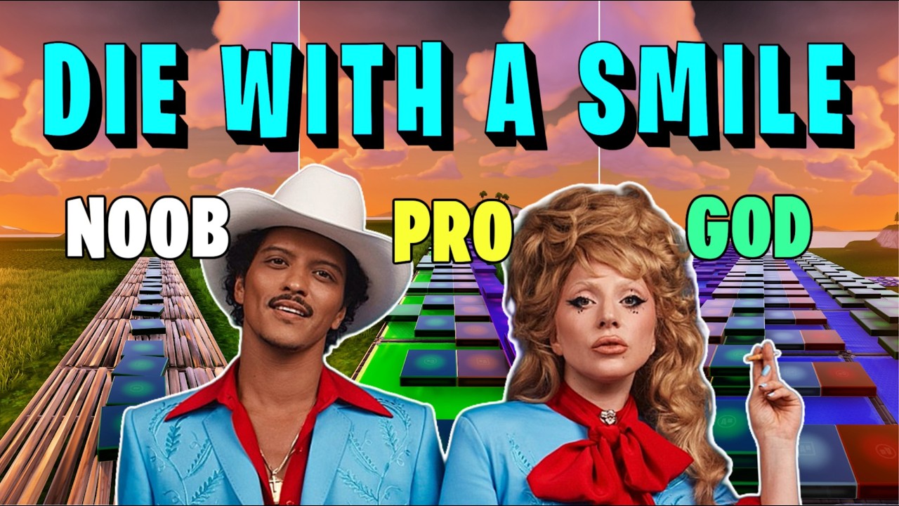 Lady Gaga, Bruno Mars - Die With A Smile - Noob vs Pro vs God (Fortnite Music Blocks)