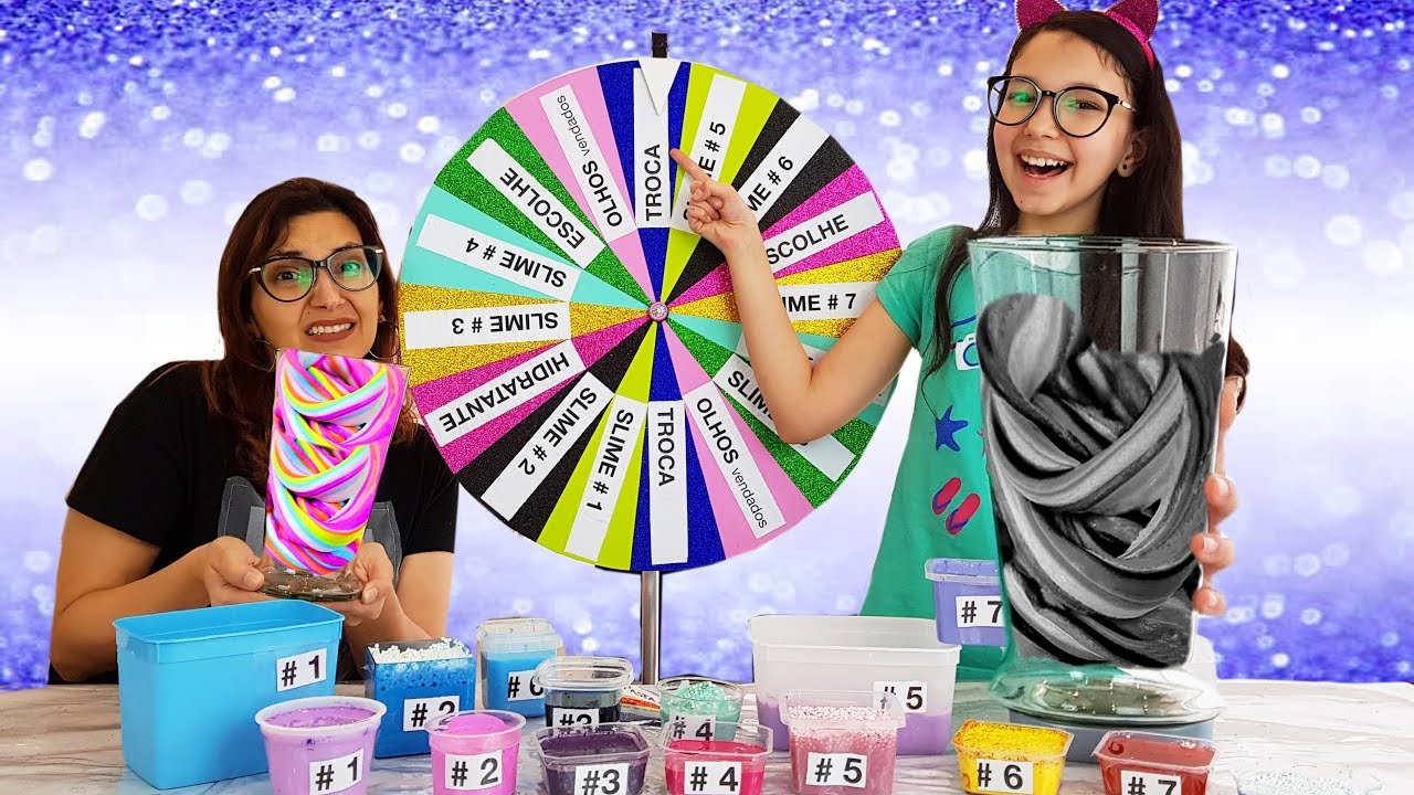 DESAFIO DA ROLETA MISTERIOSA DE SLIME (MYSTERY WHEEL OF SLIME CHALLENGE) | Luluca