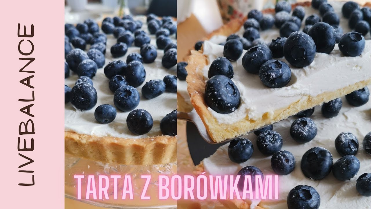Tarta z masą budyniową z borówkami (bezglutenowa).