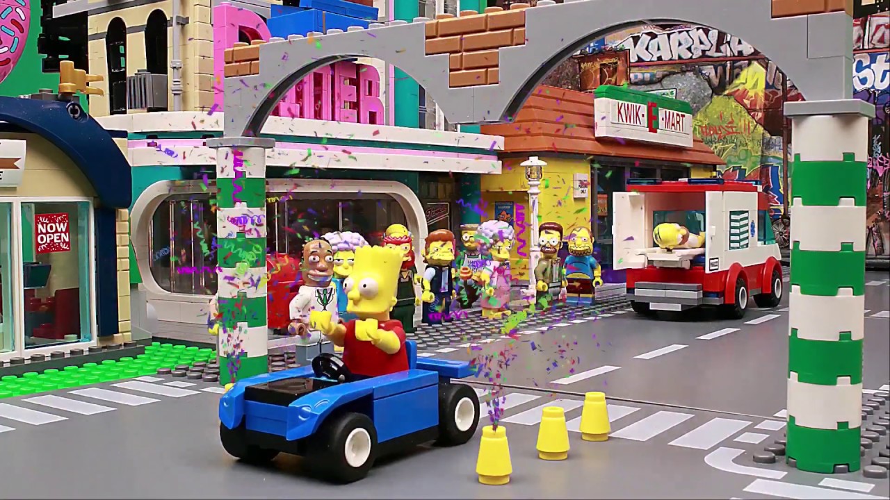 COURSE DE KARTING DE LEGO SIMPSON EN STOP MOTION