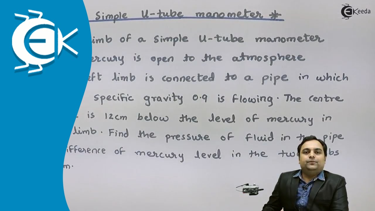 Problem No 1 on Simple U-Tube Monometer - Pressure and Pressure Measurement - Fluid Mechanics