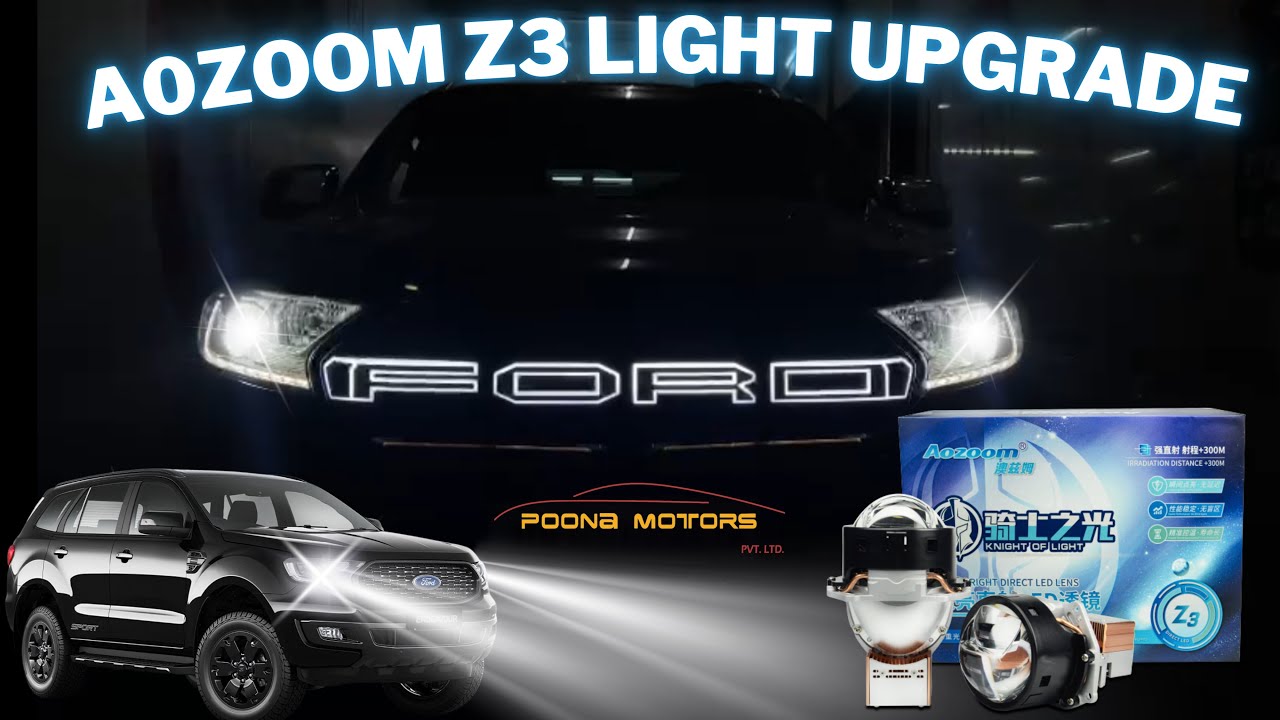 Ford Endeavour Fitted with Aozoom Z3 Series Projector Light in Headlight | @poonamotorspvtltd9903