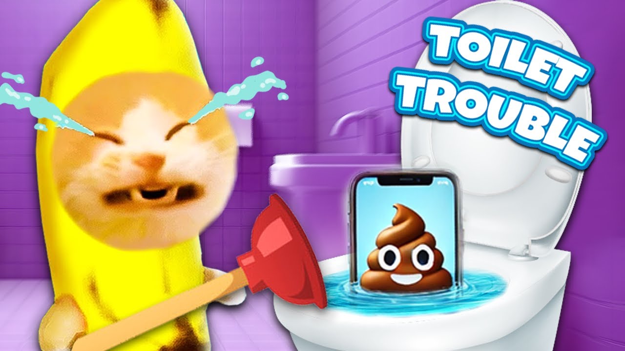 Banana Cat&rsquo;s Toilet Trouble! | Lost Phone & Poop Emoji Chaos 💩📱 Banana Cat Compilation | Cat MEME 😿