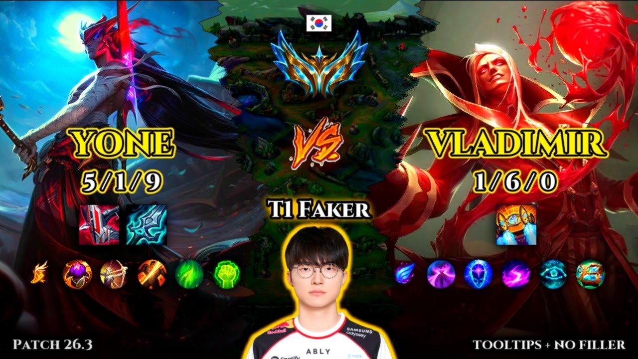 T1 Faker | Yone MID vs Vladimir | Patch 26.3 | 2026-02-11 | KR CHALLENGER