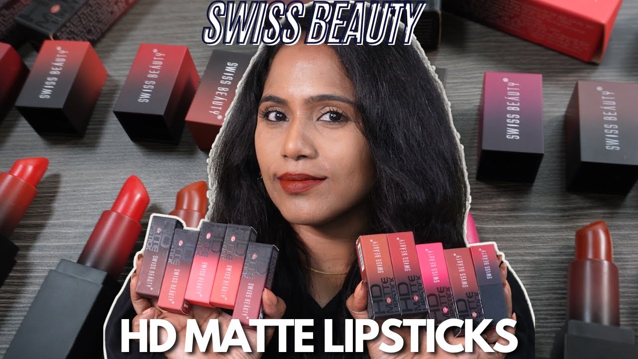 Swiss beauty HD matte lipsticks😍✨| Swatches on NC 40 👍