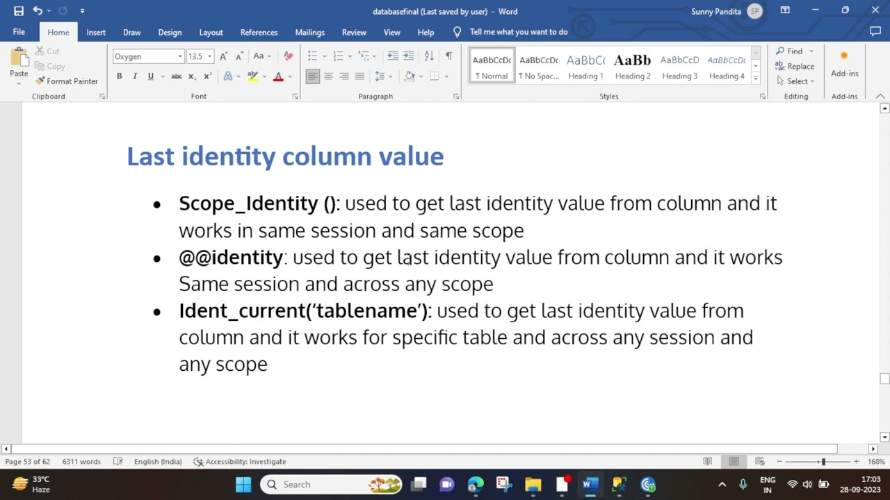 How to get last identity column value using Scope_Identity, Identity and ident_Current. Session 4