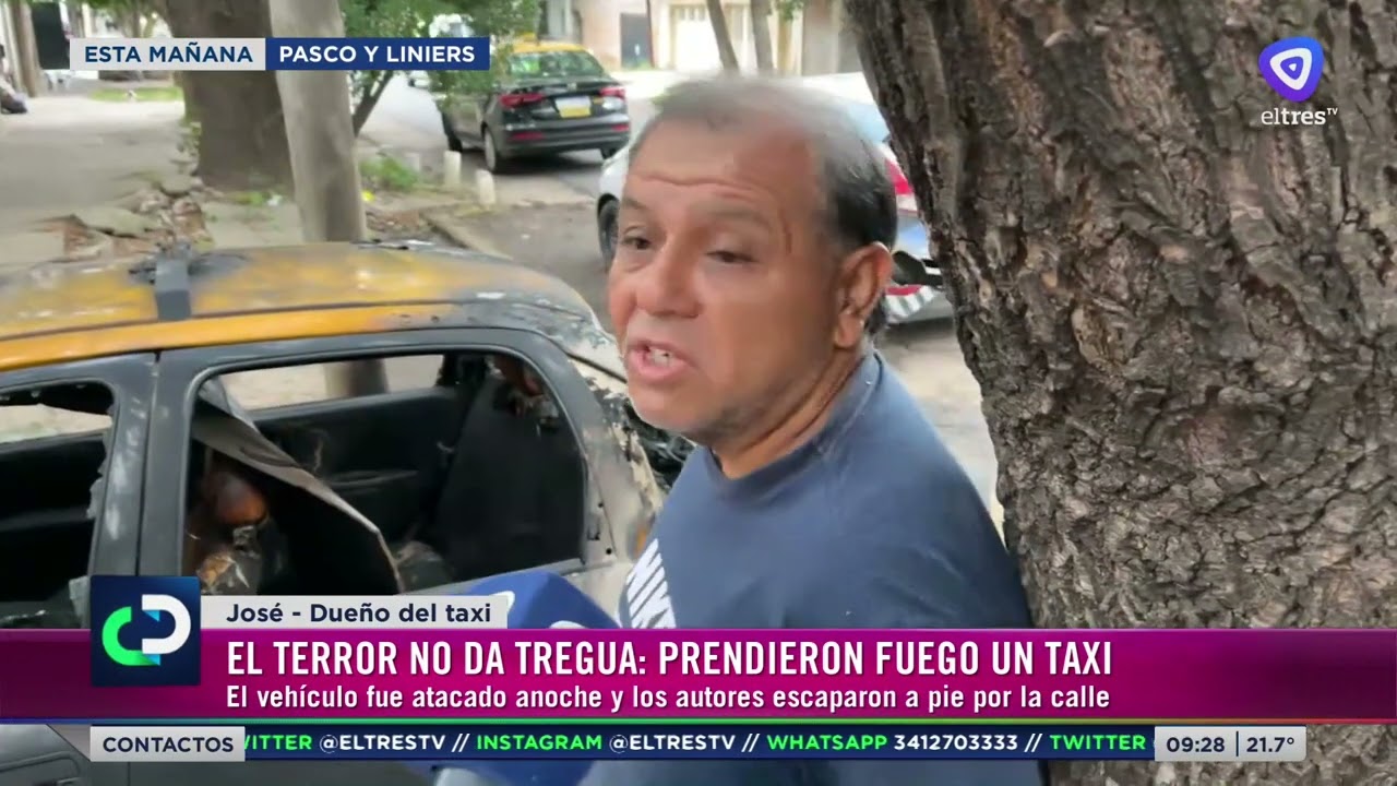 Delincuentes prendieron fuego un taxi