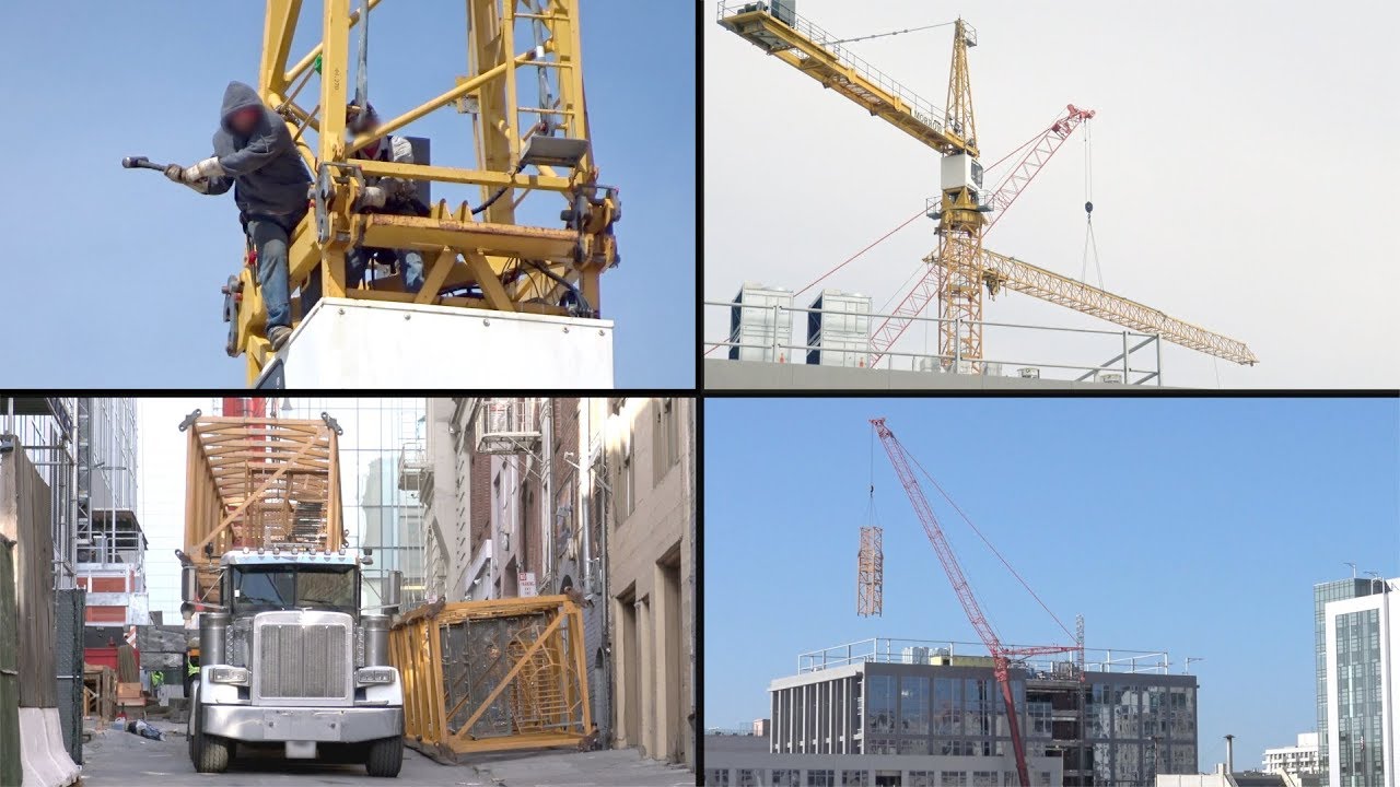 Taking apart a tower crane - time-lapses and closeups