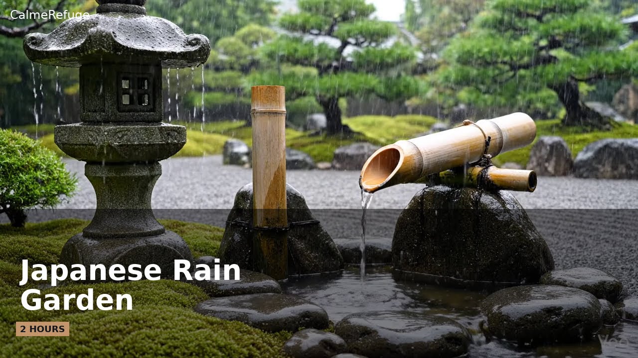 Japanese Rain Garden 🌧️ Relaxing Rain & Ambient Music for Sleep, Study, Meditation | 2 HOURS