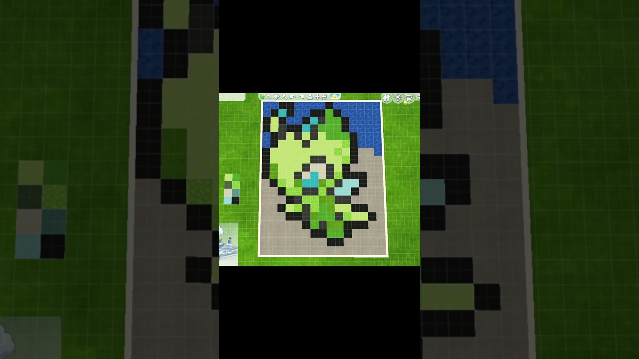 Celebi in Sims 4 Pixel Art Using Floor Tiles! | Mythical Pokémon Tile Build 