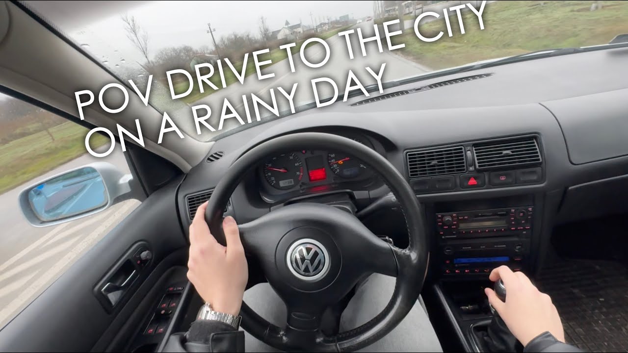 POV ASMR | CHILL DRIVE TO THE CITY ON A RAINY DAY | MANUAL |  VW GOLF MK4 1.6 TEST DRIVE