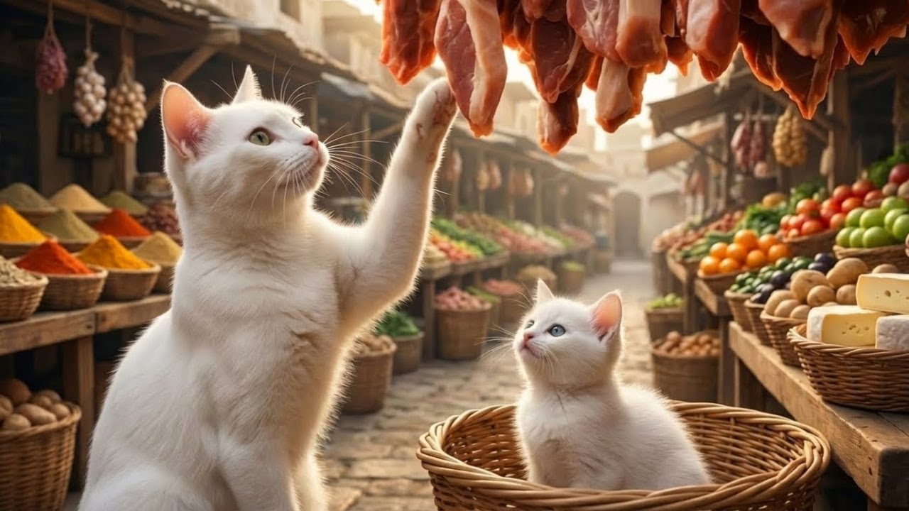 Mama Cat Goes to Buy Meat, Come back Home to Make Beef Meatballs for Kittens 🐾❤️