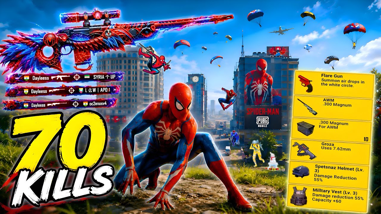 70 KILLS!!🔥 IN TWO GAME INSANE SPIDERMAN MATCH WORLD RECORD in NEW SEASON😍 Pubg Mobile