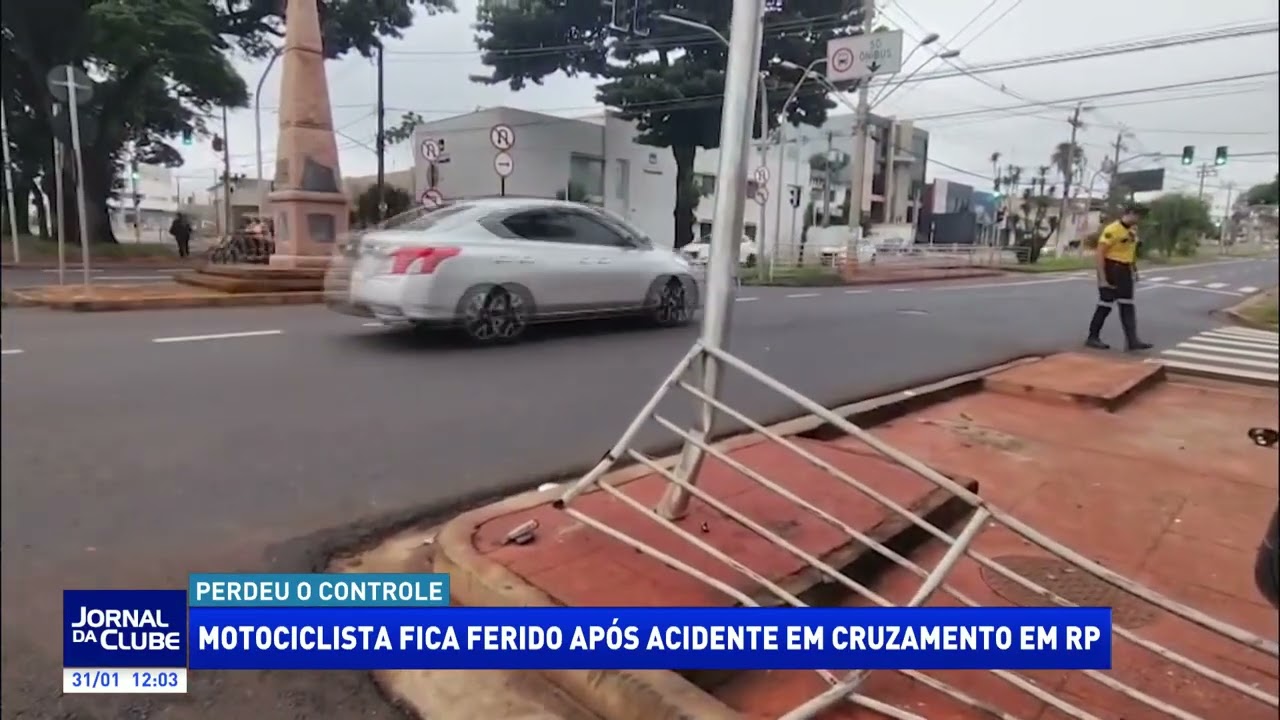 Motociclista fica ferido após acidente em cruzamento em RP - Jornal da Clube (31/01/2026)
