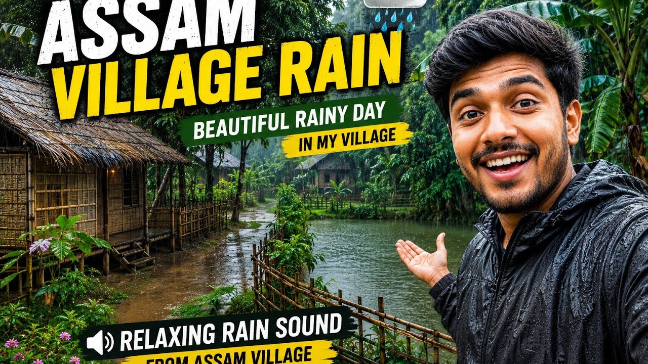 Assam Village Rain | Beautiful Rainy Day in My Village 🌧️Relaxing Rain Sound from Assam Village | 