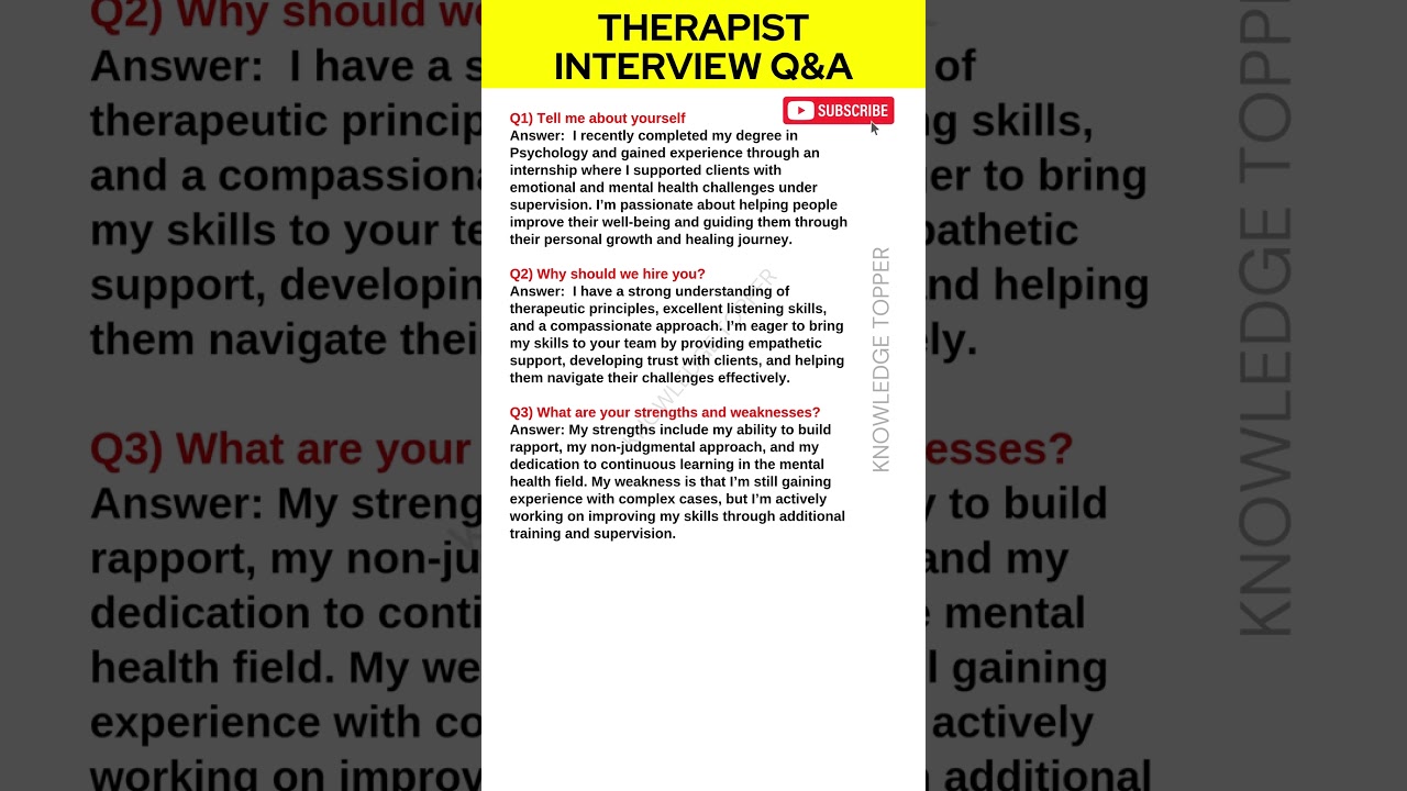 Therapist Interview Questions and Answers