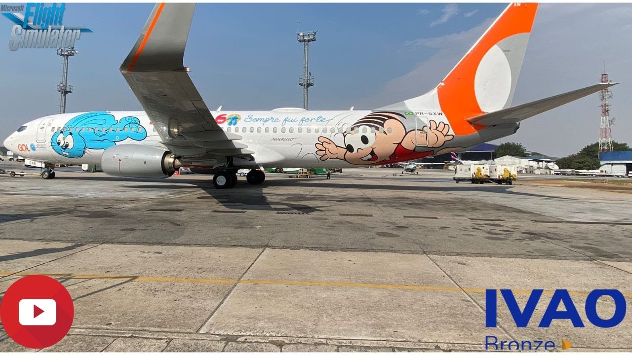 MSFS-2020 VOO DE VITORIA PARA SAO PAULO (CONGONHAS) BOEING 737800 PRGXW TURMA DA MONICA REDE (IVAO)