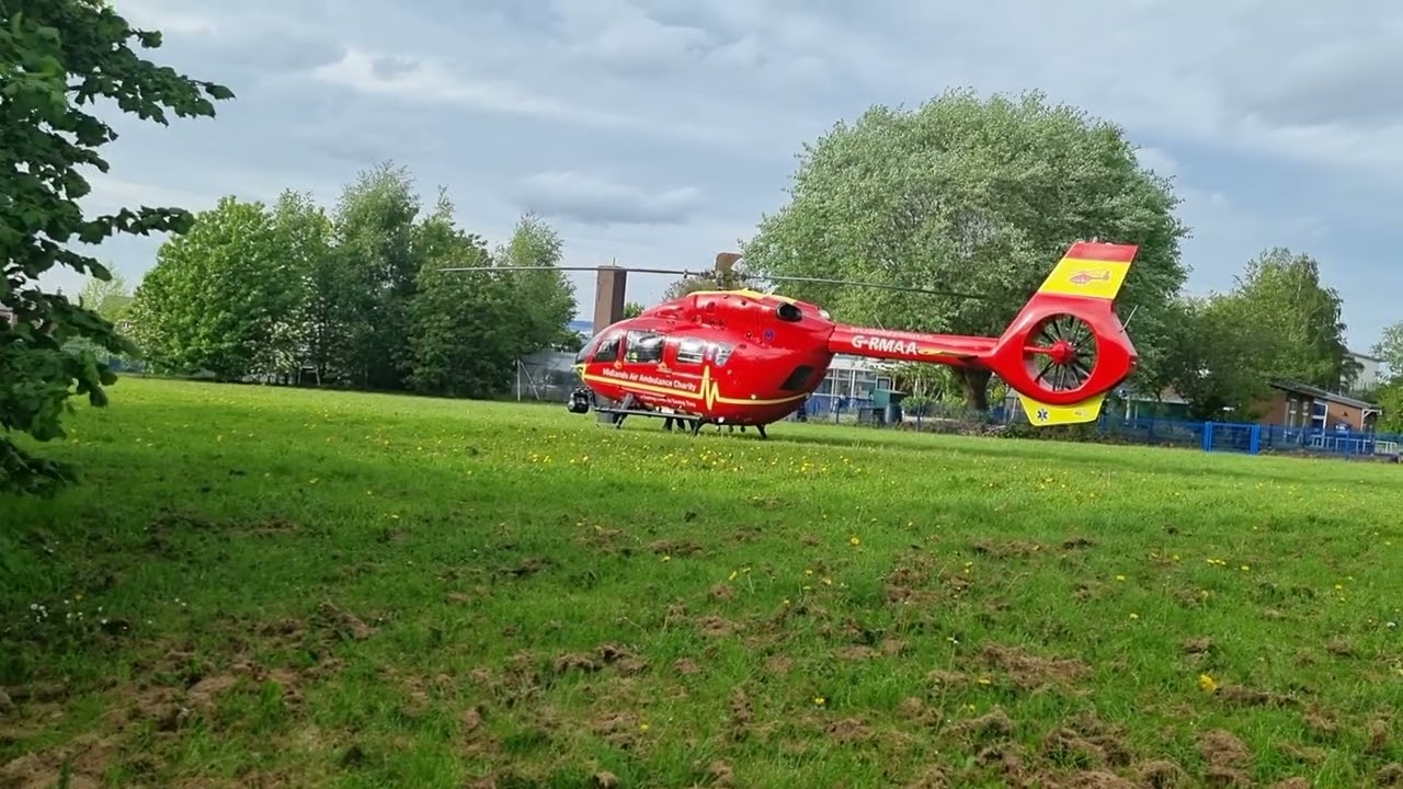 Being Nosey..Air Ambulance landed on William Reynolds School Field, around  teatime today 10.5.22