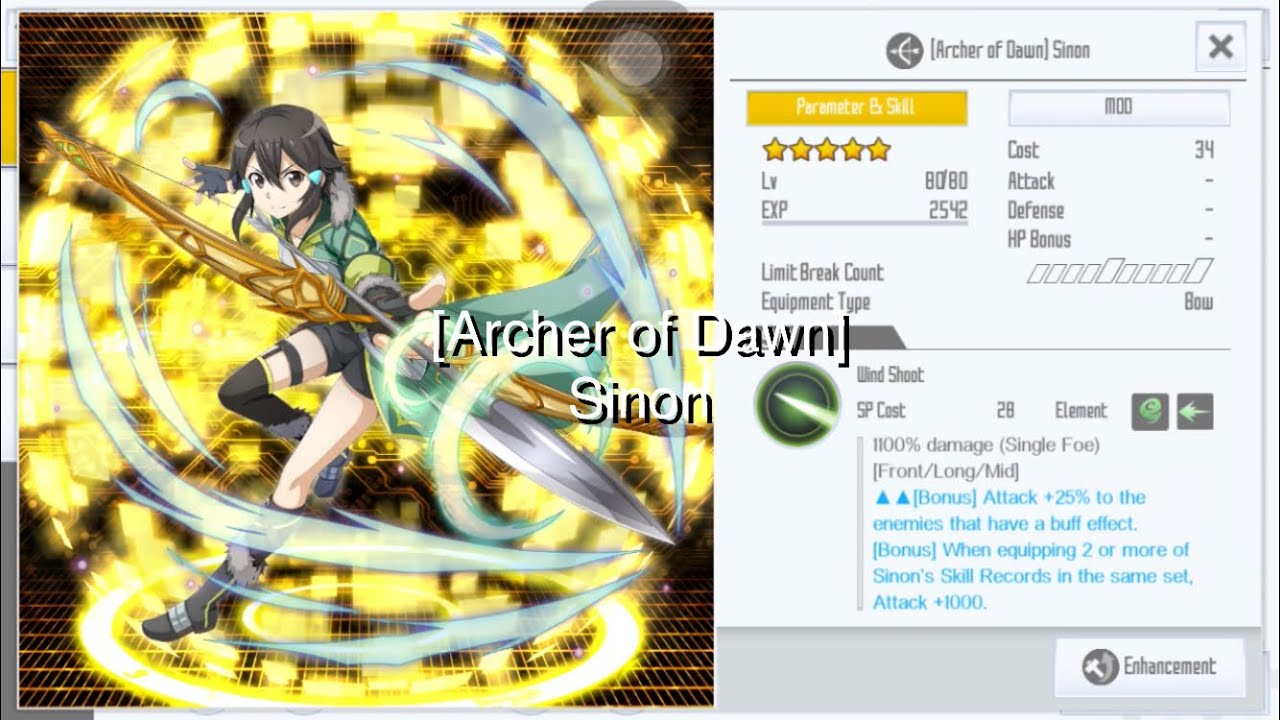 【SAOIF】[Archer of Dawn] Sinon (Wind | Thrust | Single Foe | MOD) Skill Animation