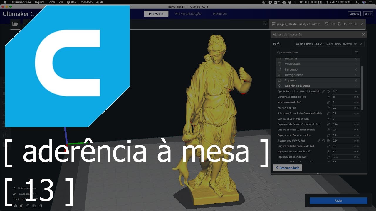 13 - Aderência à Mesa no Cura - Tutorial de Impressão 3D