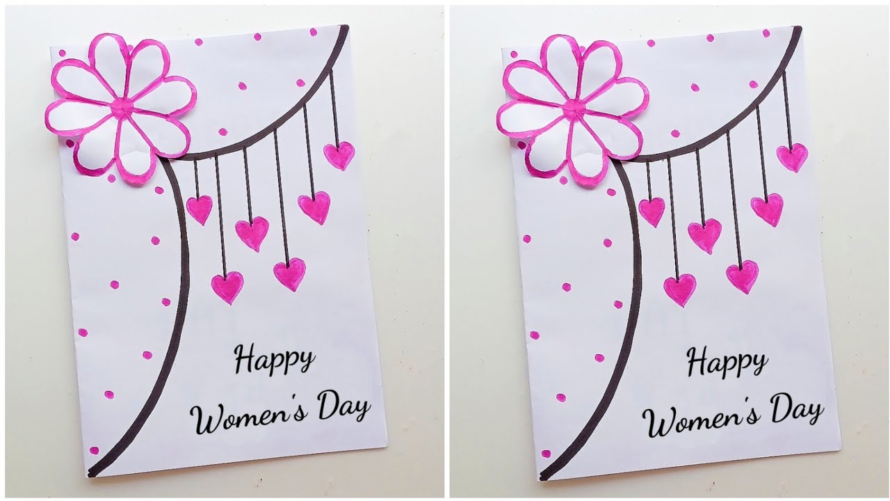 Beautiful Women's Day Card Making ❤️ || How to make a women's day card || Happy womens day card 2024