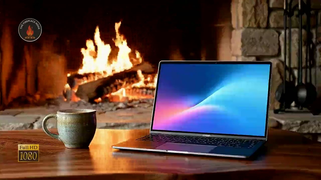 Winter Cabin Fireplace ❄️ | 10 Hours of Cozy Crackling Fire & Gentle Snowfall Full HD