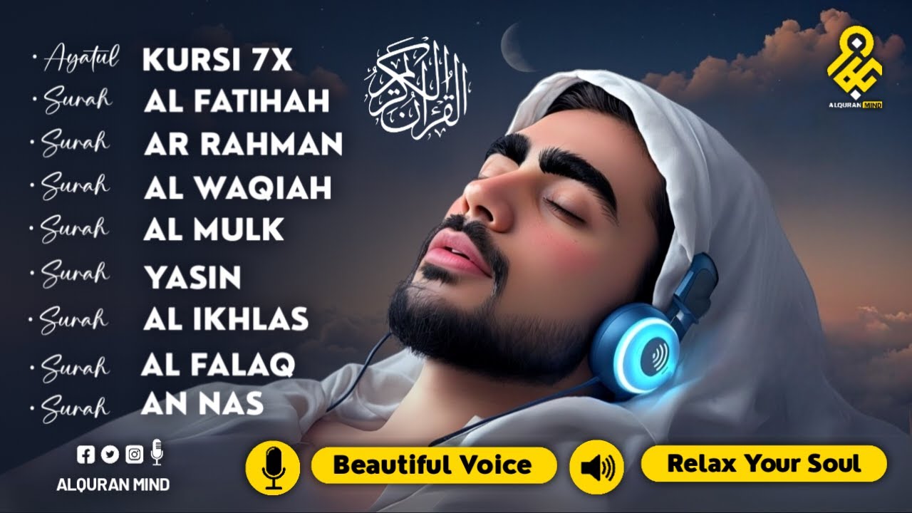BEST Quran Recitation in A Peaceful Voice | Alfatiha, Ayat AlKursi, Yasin, Arrahman, AlWaqiah, AlMul