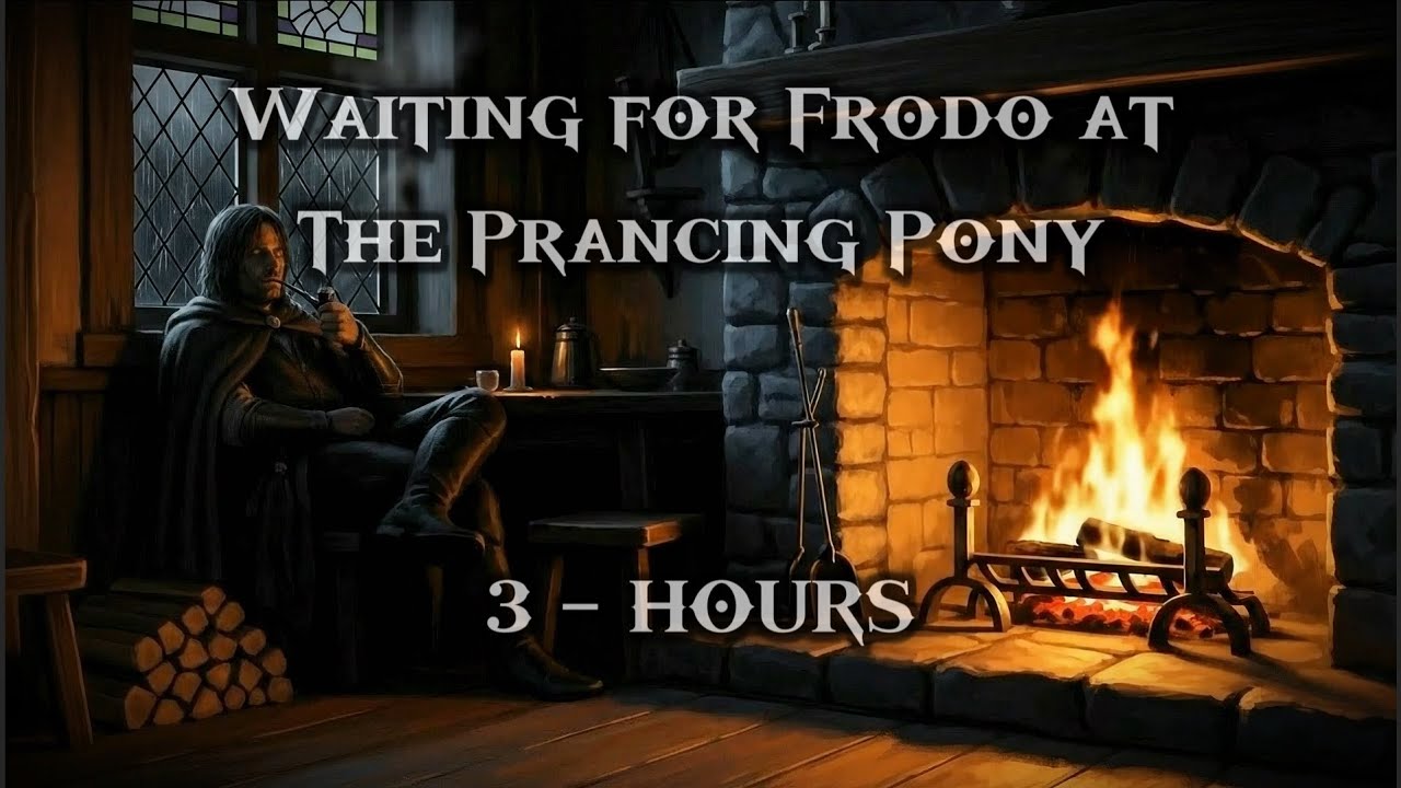 Quiet, Rainy Night at the Prancing Pony | 3H of Rain & Fireplace | Medieval Inn Ambience