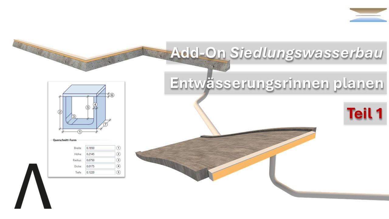 Allplan Add-On Siedlungswasserbau - Entwässerungsrinne planen