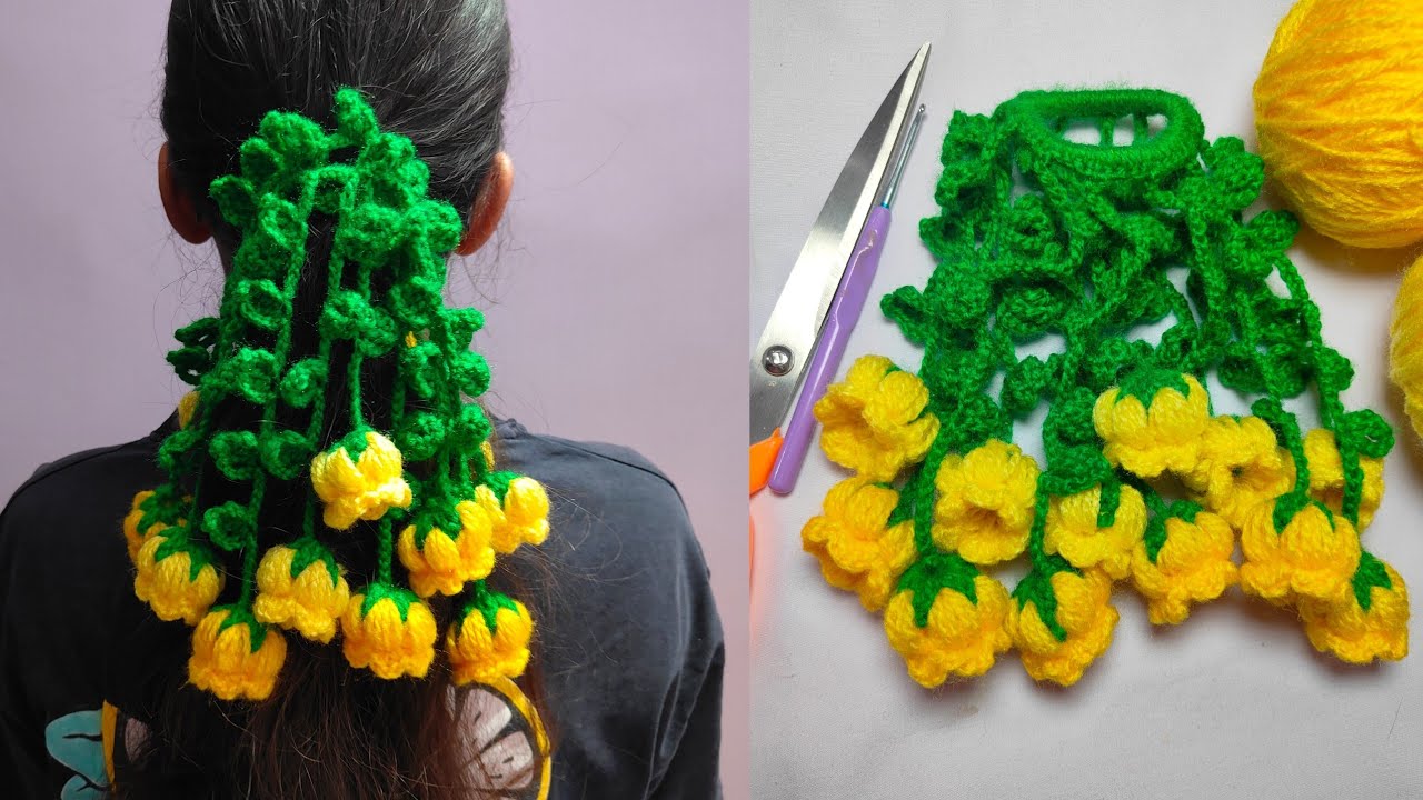 Crochet Bell Flowers Scrunchie Tutorial 🥰 New Design 💫 How to crochet Scrunchie/Hair accessories 