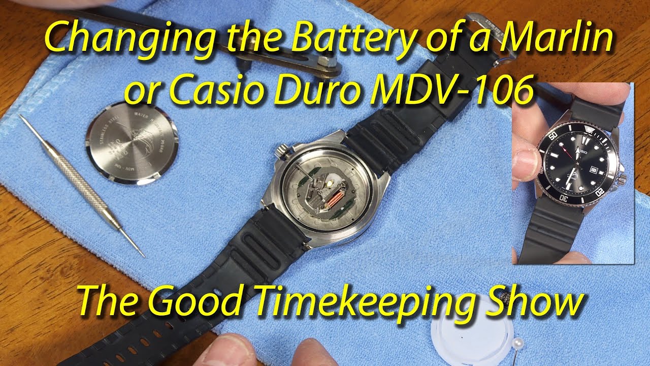 Замена батареи в часах Casio MDV-106 Duro (Marlin)