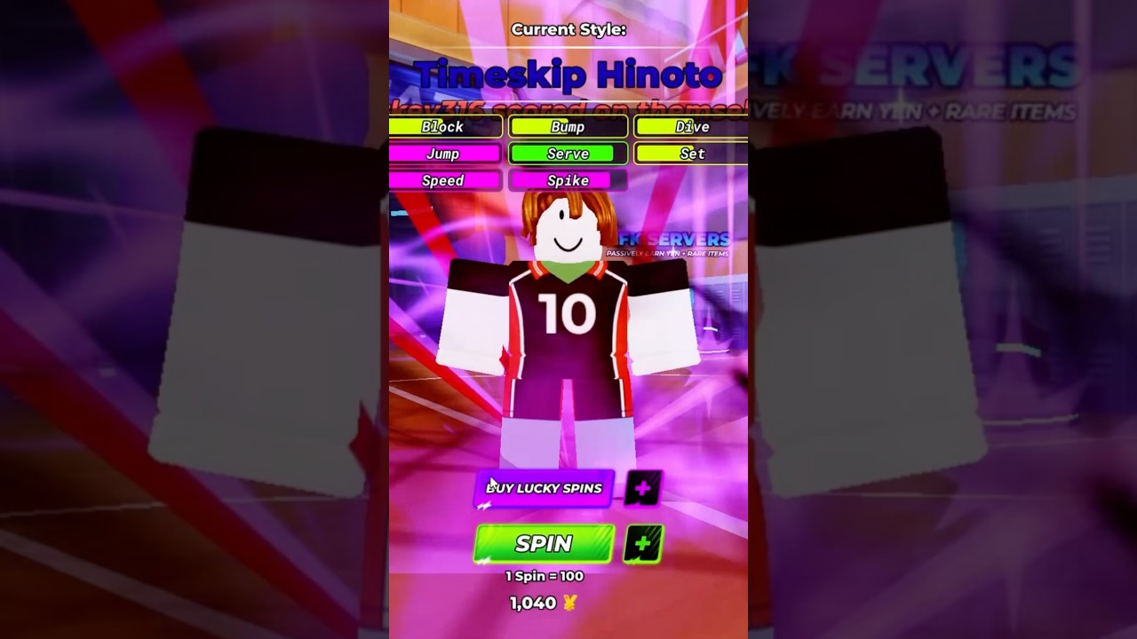 I GOT TIMESKIP HINOTO OFF OF A NORMAL SPIN!!!! 0.01% CHANCE Roblox Haikyuu Legends