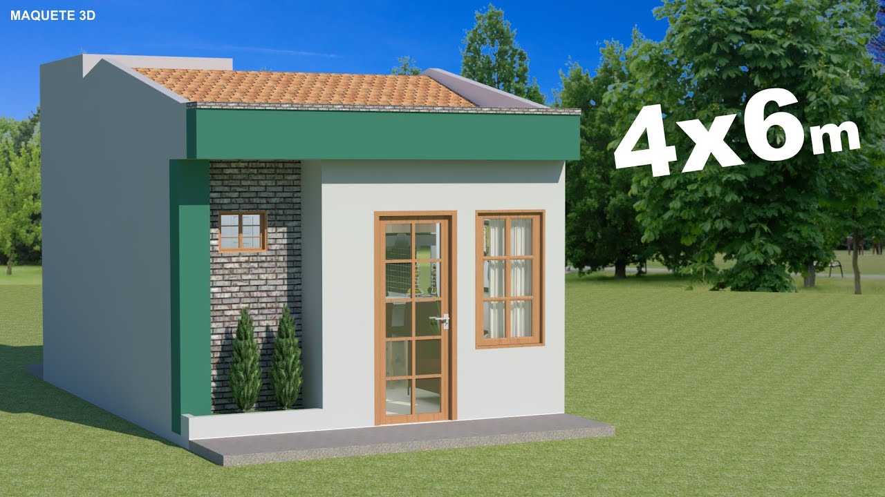 Projeto de casa 4X6 metros - House 4X6 meters. Como aproveitar um terreno pequeno. Casa decorada.