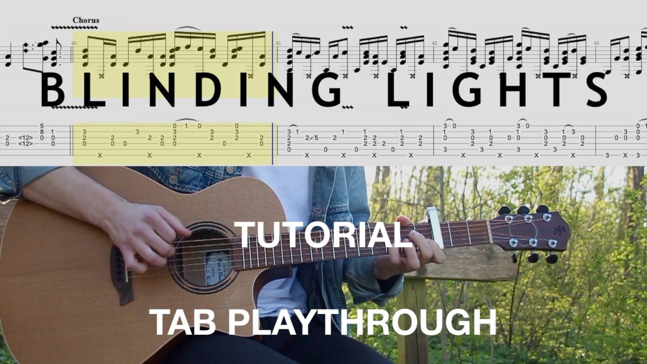 How to play Blinding Lights by The Weeknd - Fingerstyle Guitar Tutorial (Tab Playthrough)