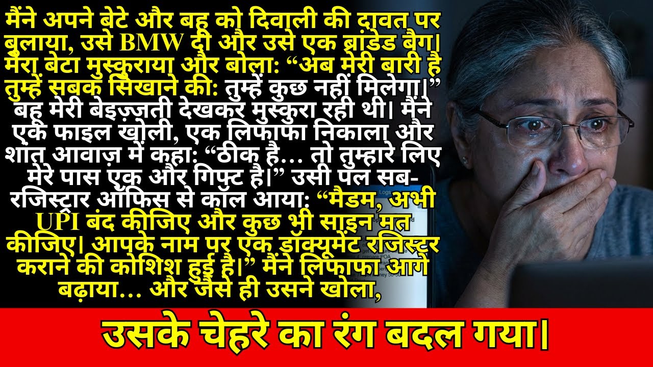 दिवाली पर BMW+बैग दिया, बेटे ने बेइज़्ज़त किया… तभी सब-रजिस्ट्रार का कॉल: साइन मत!