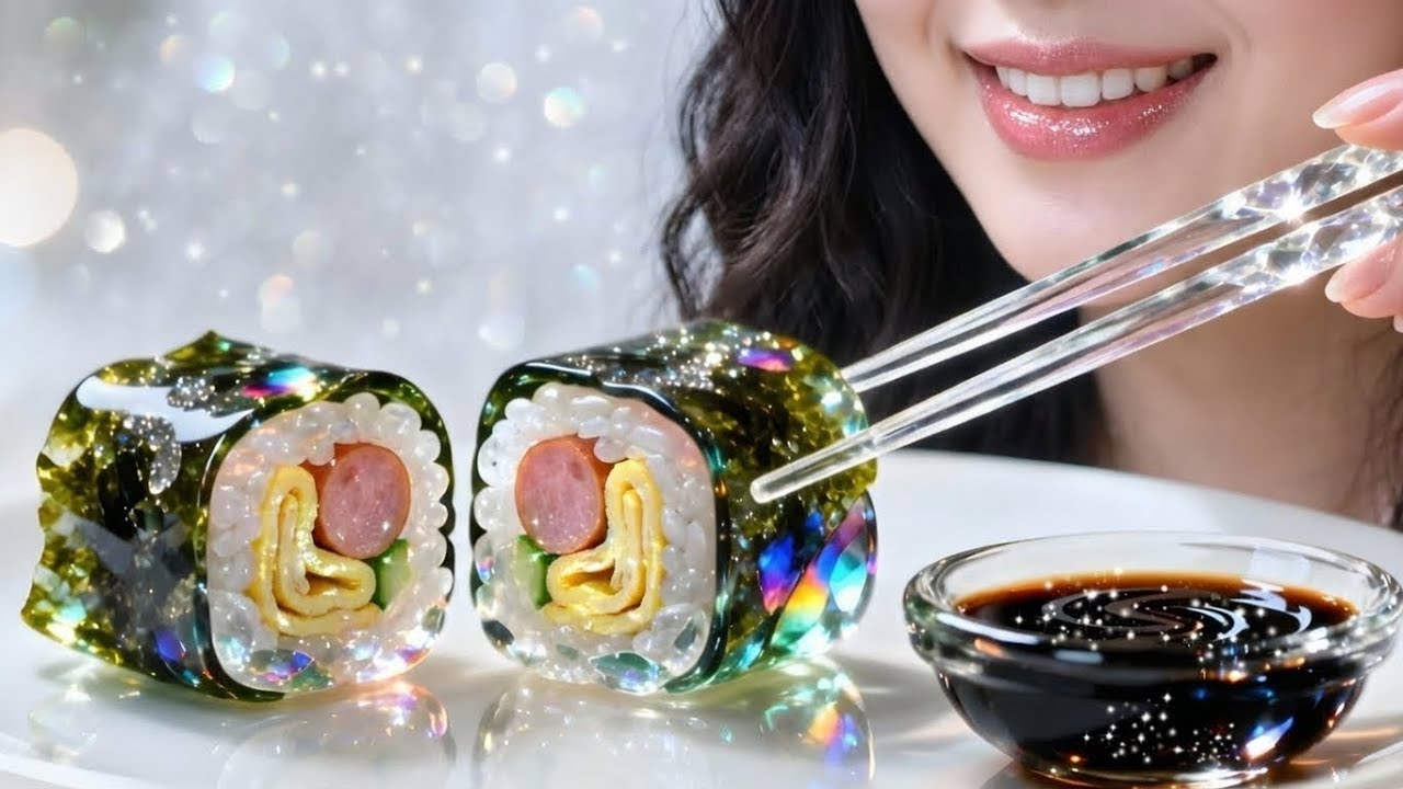 🎧 ASMR Glass Sushi Roll Making | Transparent Sushi That Looks Unreal