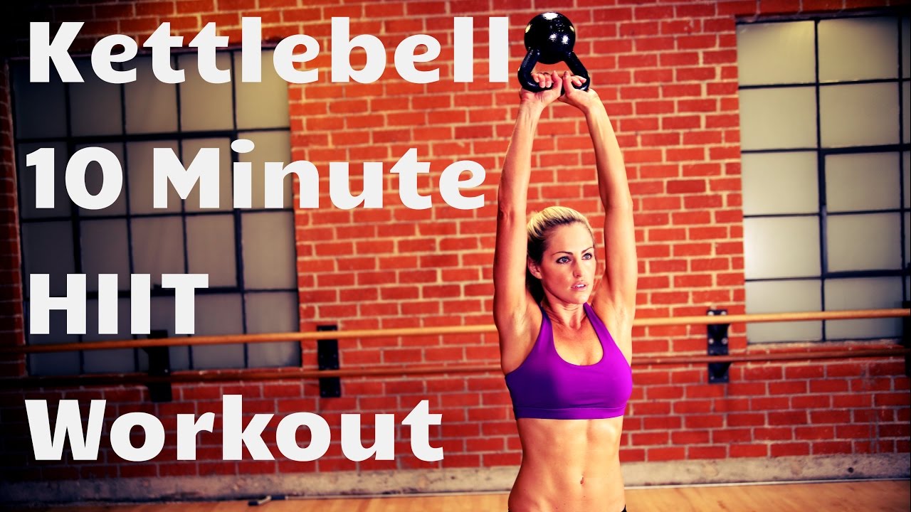 Kettlebell 10 Minute HIIT Workout--High Intensity Interval Training for Cardio and Strength