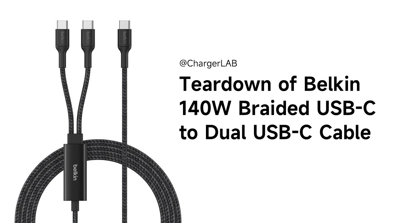 Разборка кабеля Belkin BoostCharge Pro 140W Braided USB-C to Dual USB-C Cable (CAC004)