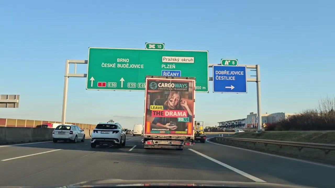 🚗 Prague → Exit from Prague via D1 Motorway | Calm Drive | 4K | No Commentary