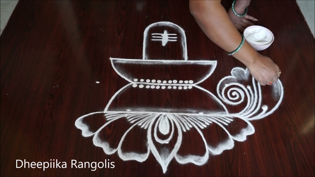 Maha Shivaratri 2023 special muggulu with 7 Dots Shivji rangoli design 🌷How to Draw shiva lingam